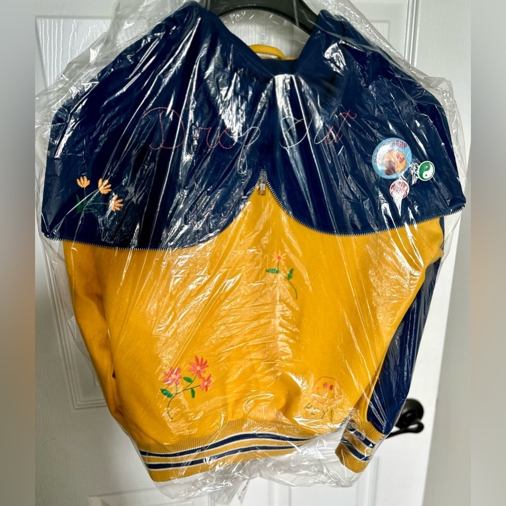 RARE MOTHER Split Hood Varsity Jacket Embroidered Yellow NWT In Orig. Packaging - Picture 5 of 16